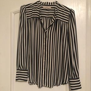 Loft black and white stripe blouse